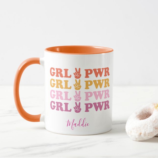 Cute Girl Power Peace Sign Tasse (Mit Donut)