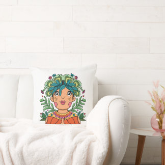 Cute Girl, Throw Pillow Kissen