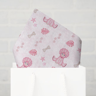 Cute Girls Birthday Pink Dinosaur Seidenpapier