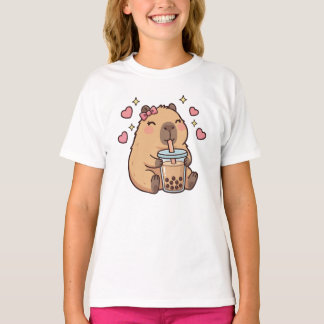 Cute Girls Capybara Ramen Kawaii Tea Kawaii Capy T-Shirt
