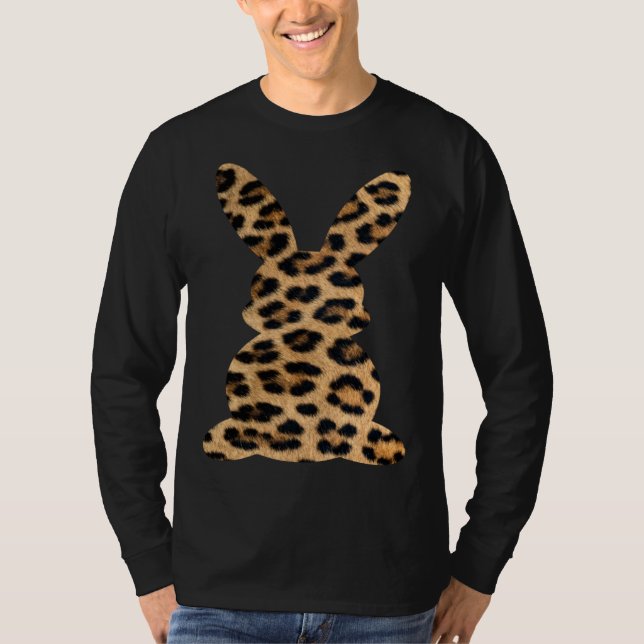 Cute Girls Easter Bunny Graphic in Leopard Print T-Shirt (Vorderseite)