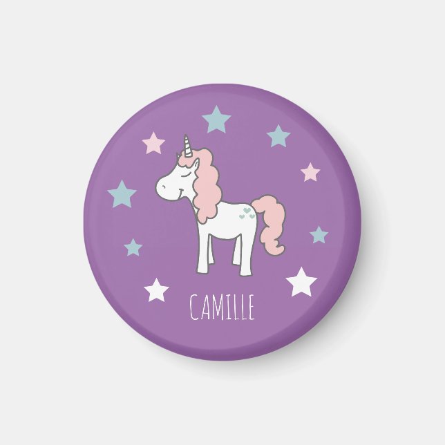 Cute Girls Purple Magical Unicorn Magnet (Vorne)