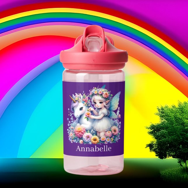Cute girls unicorn fairy add name  trinkflasche (Von Creator hochgeladen)