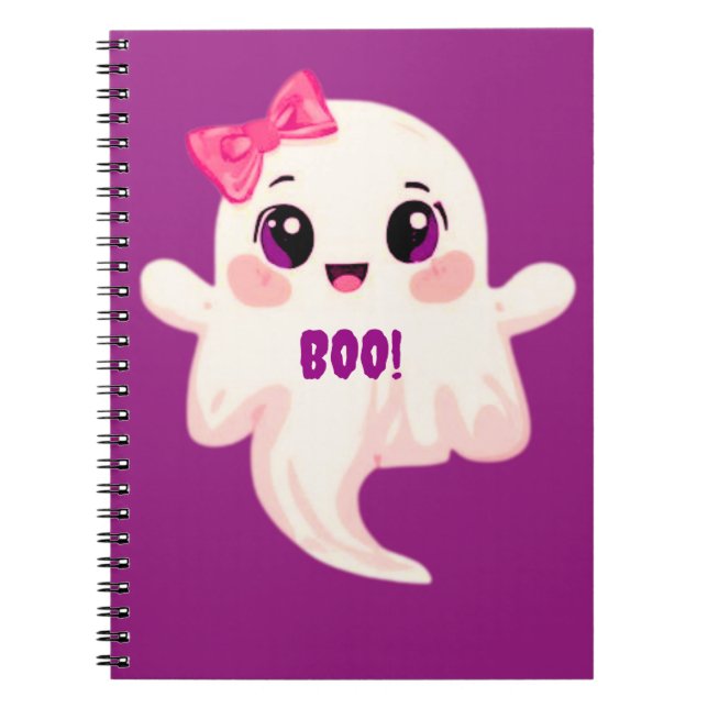 Cute girly Boo! Ghost Notizblock (Vorderseite)