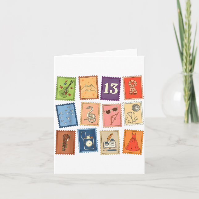 Cute Girly Christmas Pajama Music Album Stamp Aest Karte (Vorderseite)