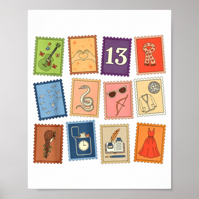 Cute Girly Christmas Pajama Music Album Stamp Aest Poster (Vorne)