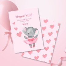 Cute Girly Elephant Ballerina Birthday Party