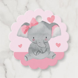 Cute Girly Elephant Pink Bow Birthday Party  Geschenkanhänger