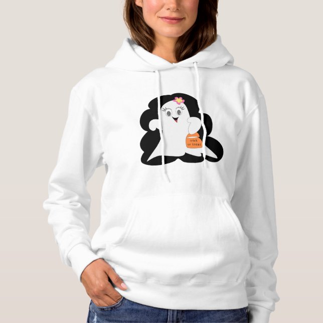 Cute Girly Ghost Halloween Trick or Treat Hoodie (Vorderseite)