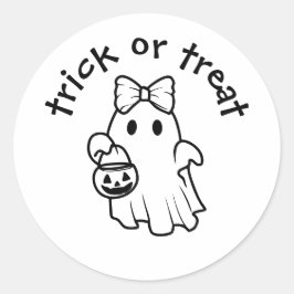 Cute Girly Ghost Trick or Treat Halloween Runder Aufkleber
