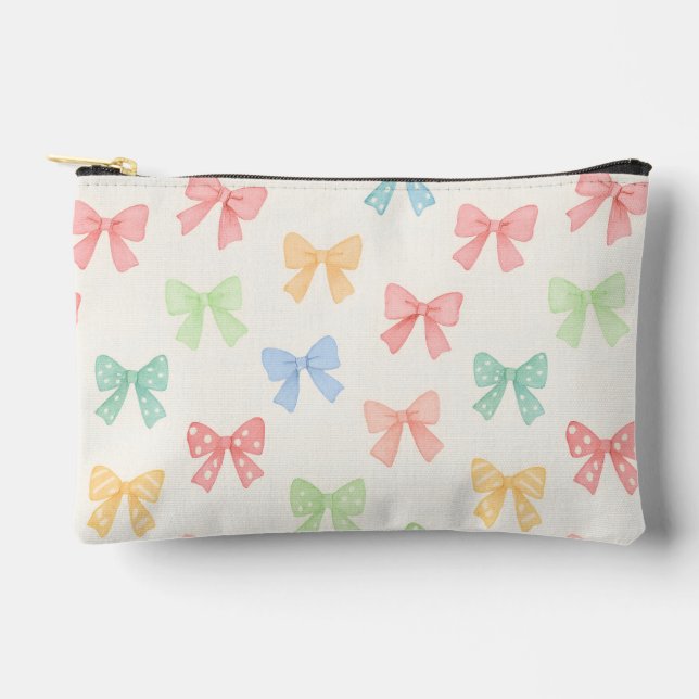 Cute Girly Pastel Coquette Bow Pattern Zubehörtasche (Vorderseite)