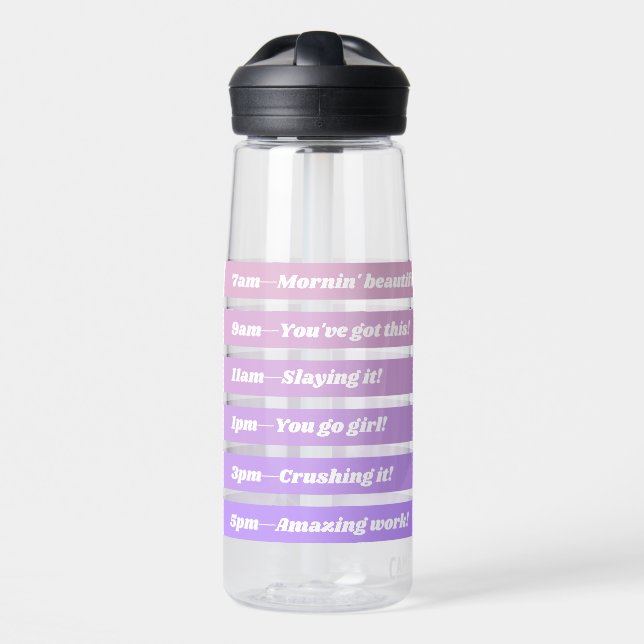Cute Girly Purple Gradient Daily Hydration Tracker Trinkflasche (Vorne)