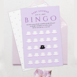 Cute Girly Purple Lavender Baby Shower Bingo Tea