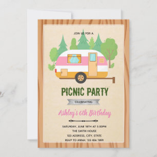 Cute Glamping-Picknick-Themen-Einladung Dankeskarte