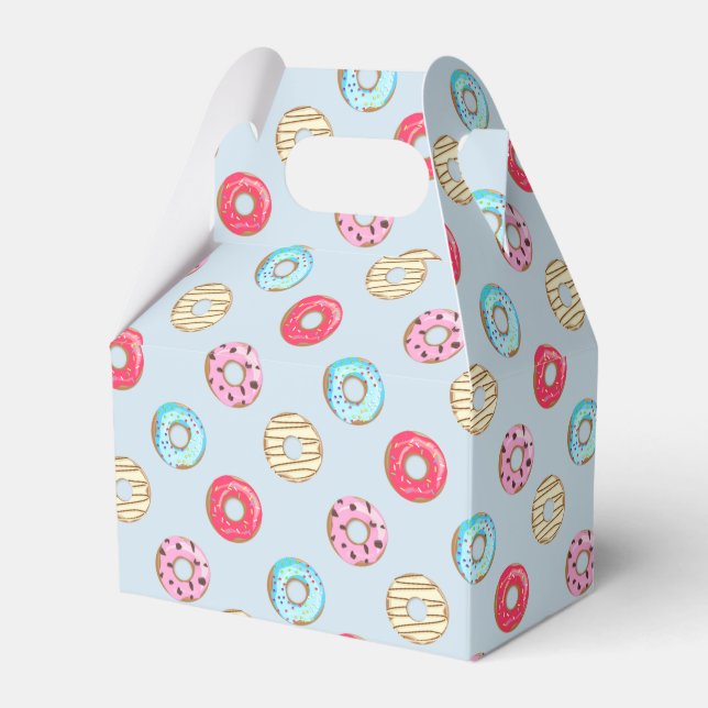 Cute Glazed Doughnut Pattern Light Blue Geschenkschachtel (Vorderseite)