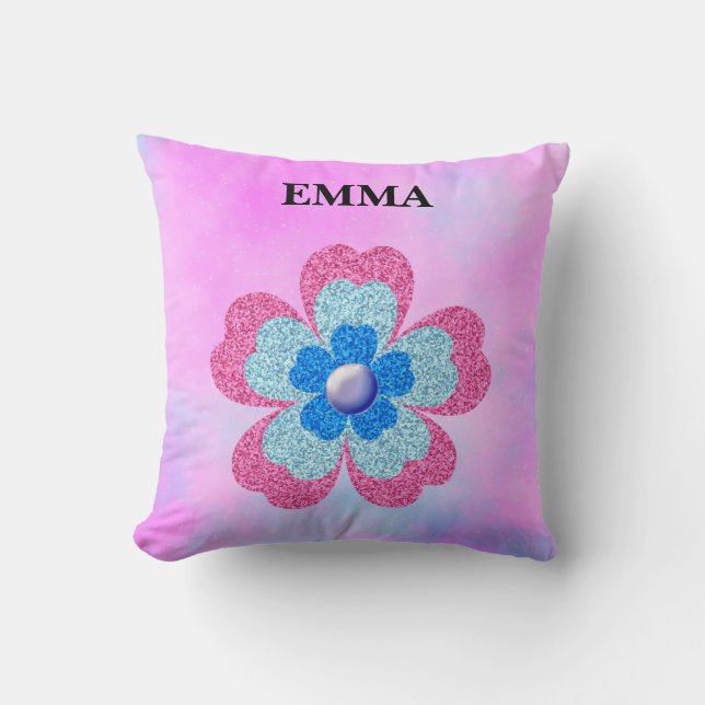 Cute glitter floral blooming garden kissen (Vorderseite)