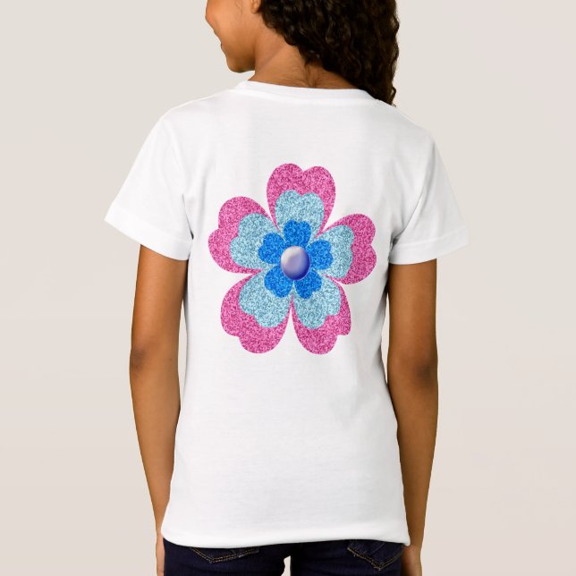 Cute glitter floral blooming garden  T-Shirt (Rückseite)