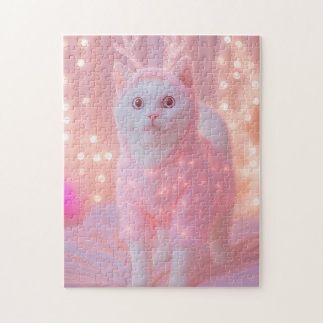 Cute Glowing Reindeer Kitty Winter Fantasy         Puzzle (Vertikal)