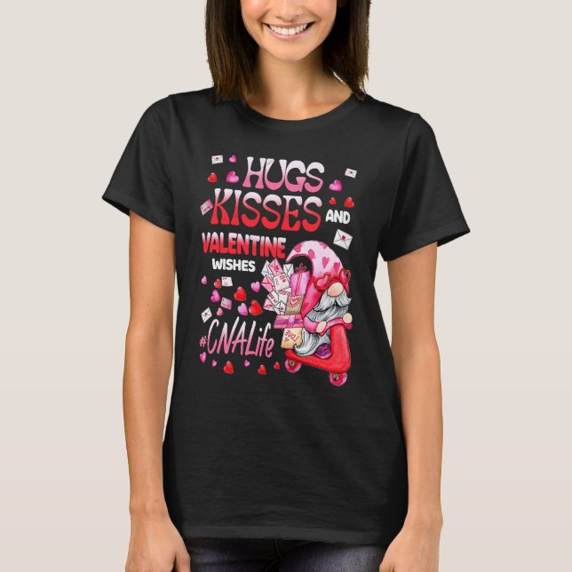 Cute Gnome CNA Life Nurse Hugs Kisses Valentines D T-Shirt (Vorderseite)