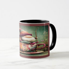 Cute Gnome Fishing in a Teacup Whimsical Mug Tasse