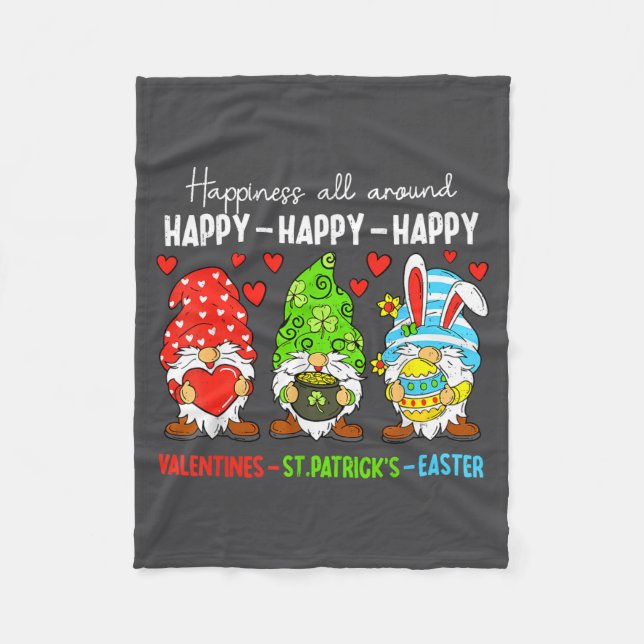 Cute Gnome Happy Valentines St Patricks Easter Hol Fleecedecke (Vorderseite)