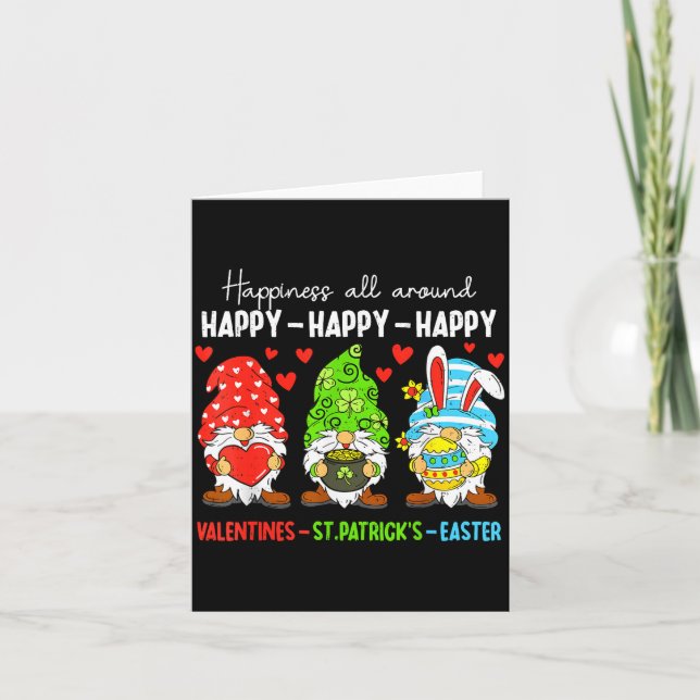 Cute Gnome Happy Valentines St Patricks Easter Hol Karte (Vorderseite)