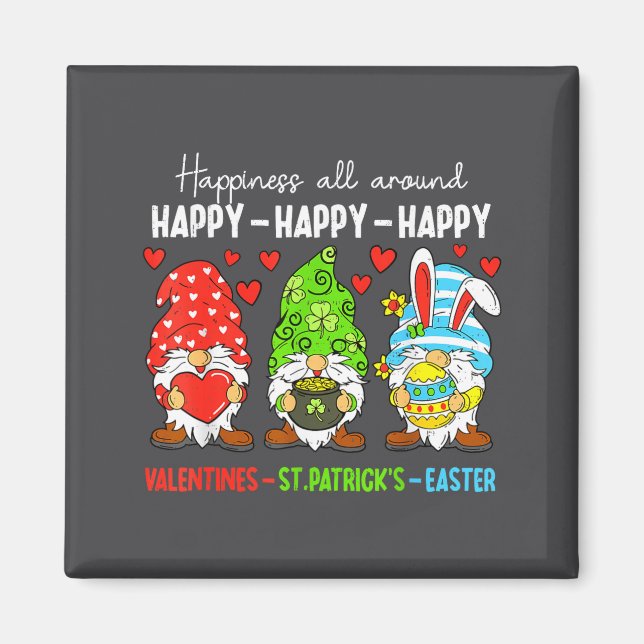 Cute Gnome Happy Valentines St Patricks Easter Hol Magnet (Vorne)