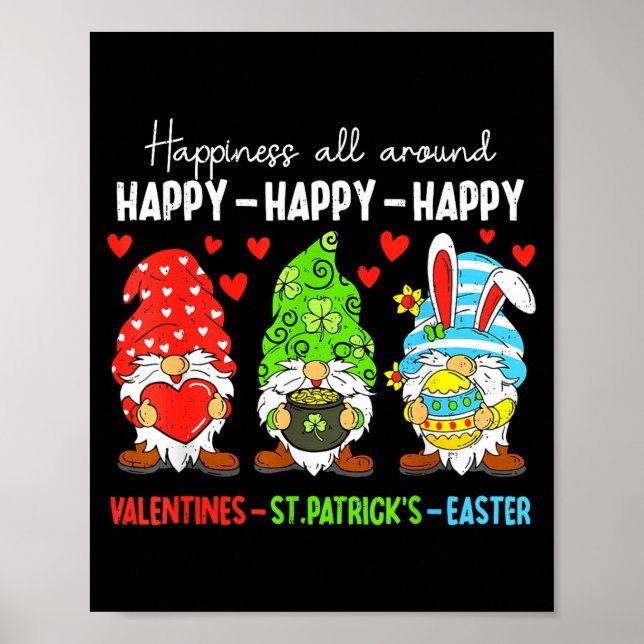 Cute Gnome Happy Valentines St Patricks Easter Hol Poster (Vorne)