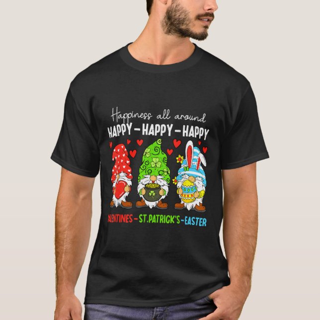 Cute Gnome Happy Valentines St Patricks Easter Hol T-Shirt (Vorderseite)