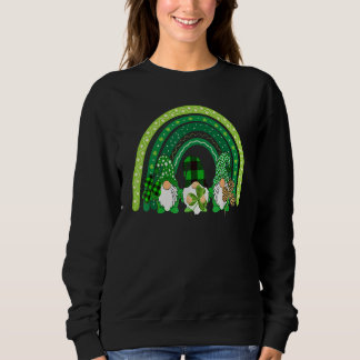 Cute Gnome Leopard Plaid Shamrock Clovers Rainbow Sweatshirt
