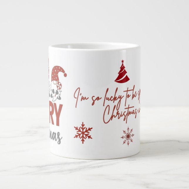 Cute Gnome Merry Christmas Coffee Mug Jumbo-Tasse (Vorderseite)