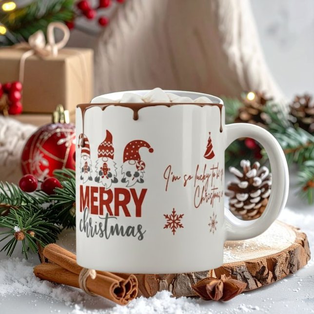 Cute Gnome Merry Christmas Coffee Mug Jumbo-Tasse (Von Creator hochgeladen)