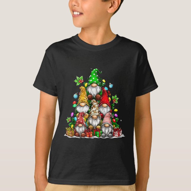 Cute Gnomes Christmas Tree Lights Gnomies Gnome Xm T-Shirt (Vorderseite)