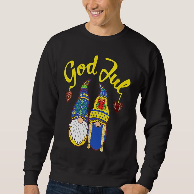 Cute Gnomes God Jul Swedish Norwegian Christmas Sweatshirt (Vorderseite)