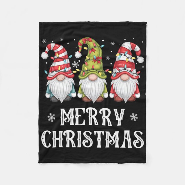Cute Gnomes Merry Christmas Light Family Gnome Xma Fleecedecke (Vorderseite)