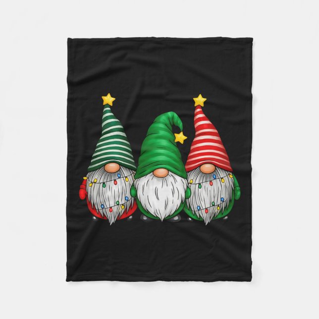 Cute Gnomes Merry Christmas Light Family Gnome Xma Fleecedecke (Vorderseite)