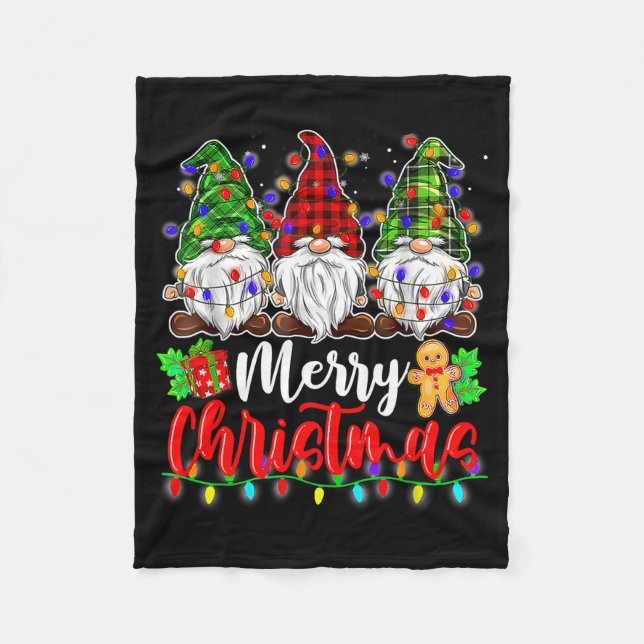 Cute Gnomes Merry Christmas Light Family Gnome Xma Fleecedecke (Vorderseite)