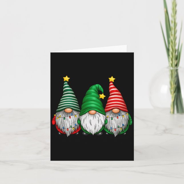 Cute Gnomes Merry Christmas Light Family Gnome Xma Karte (Vorderseite)