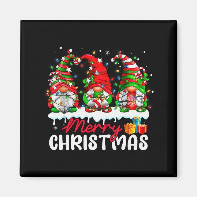 Cute Gnomes Merry Christmas Light Family Gnome Xma Magnet (Vorne)