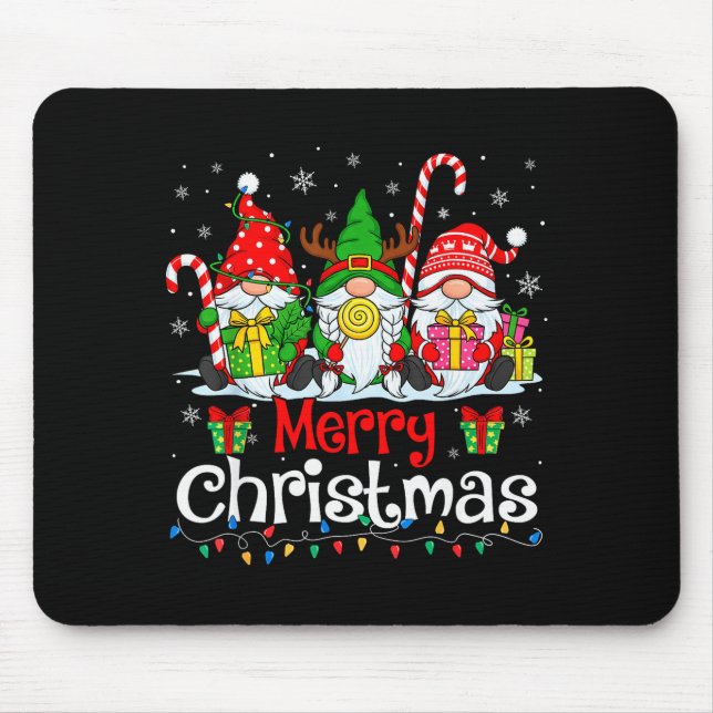 Cute Gnomes Merry Christmas Light Family Gnome Xma Mousepad (Vorne)