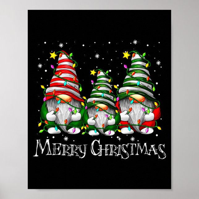 Cute Gnomes Merry Christmas Light Family Gnome Xma Poster (Vorne)
