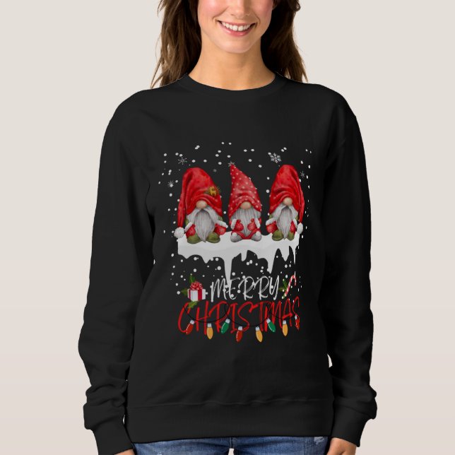 Cute Gnomes Merry Christmas Light Family Gnome Xma Sweatshirt (Vorderseite)