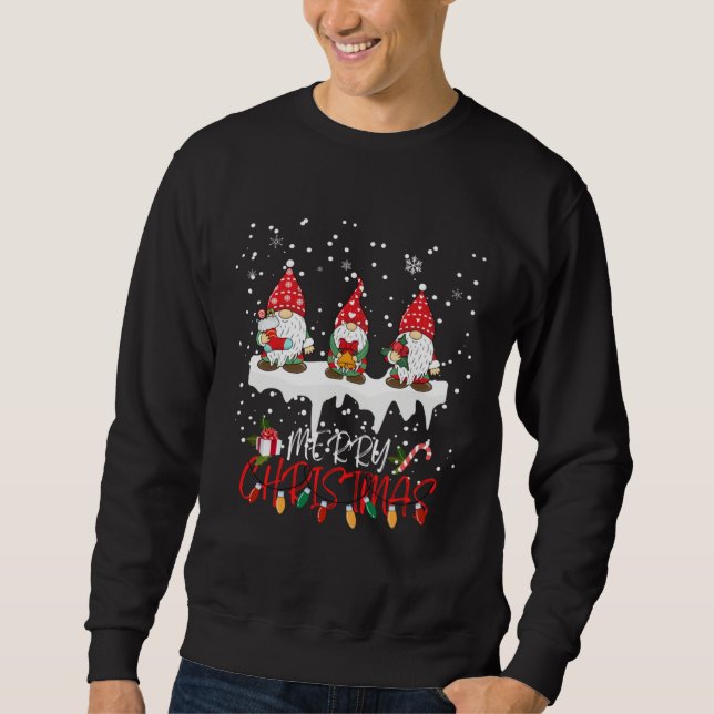 Cute Gnomes Merry Christmas Light Family Gnome Xma Sweatshirt (Vorderseite)