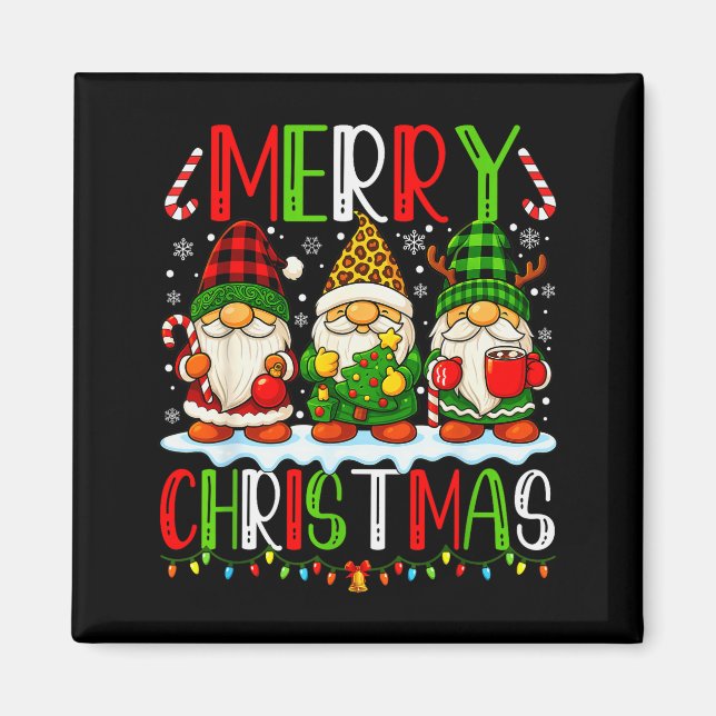 Cute Gnomes Merry Christmas Lights Gnome Xmas Men  Magnet