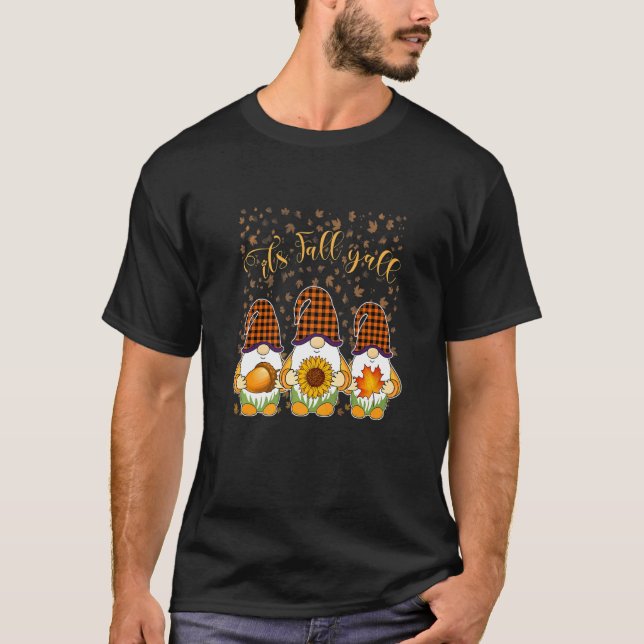 Cute Gnomes Pumpkin Autumn Tree Fall Leaves It's F T-Shirt (Vorderseite)