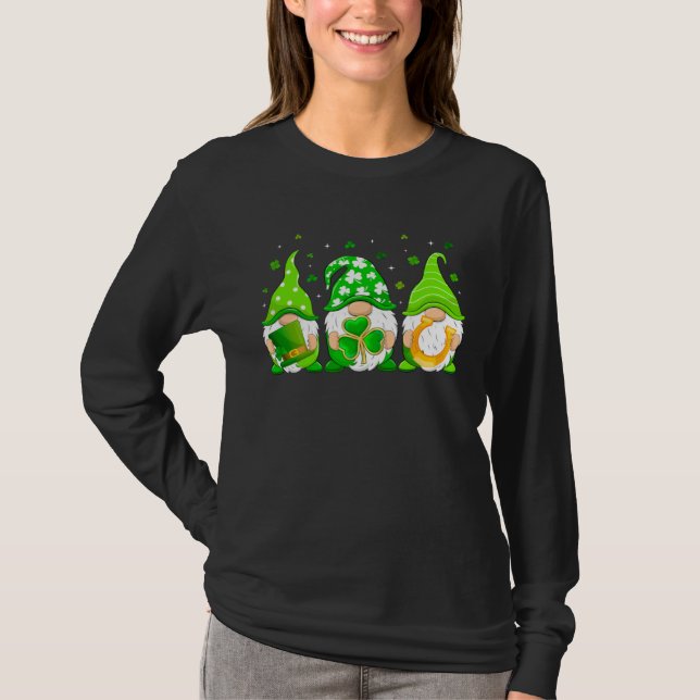 Cute Gnomes St Patrick s Day Gnome Shamrock Lucky  T-Shirt (Vorderseite)