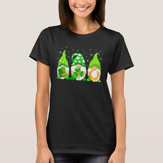 Cute Gnomes St Patrick s Day Gnome Shamrock Lucky  T-Shirt (Vorderseite)