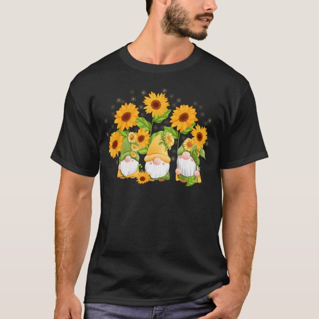 Cute Gnomes Sunflowers Garden Floral Summer Vacati T-Shirt (Vorderseite)