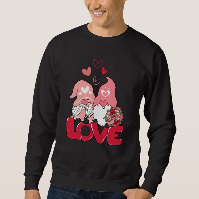 Cute Gnomes Valentines Day Love Flower Couple Matc Sweatshirt (Vorderseite)