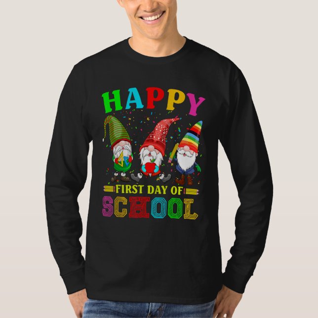 Cute Gnomies Happy First Day Of School Back To Sch T-Shirt (Vorderseite)